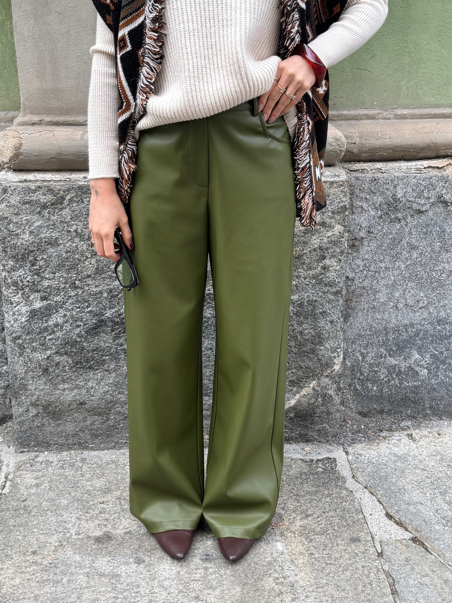 Pantalone Ecopelle Verde