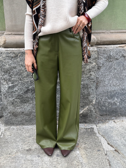 Pantalone Ecopelle Verde