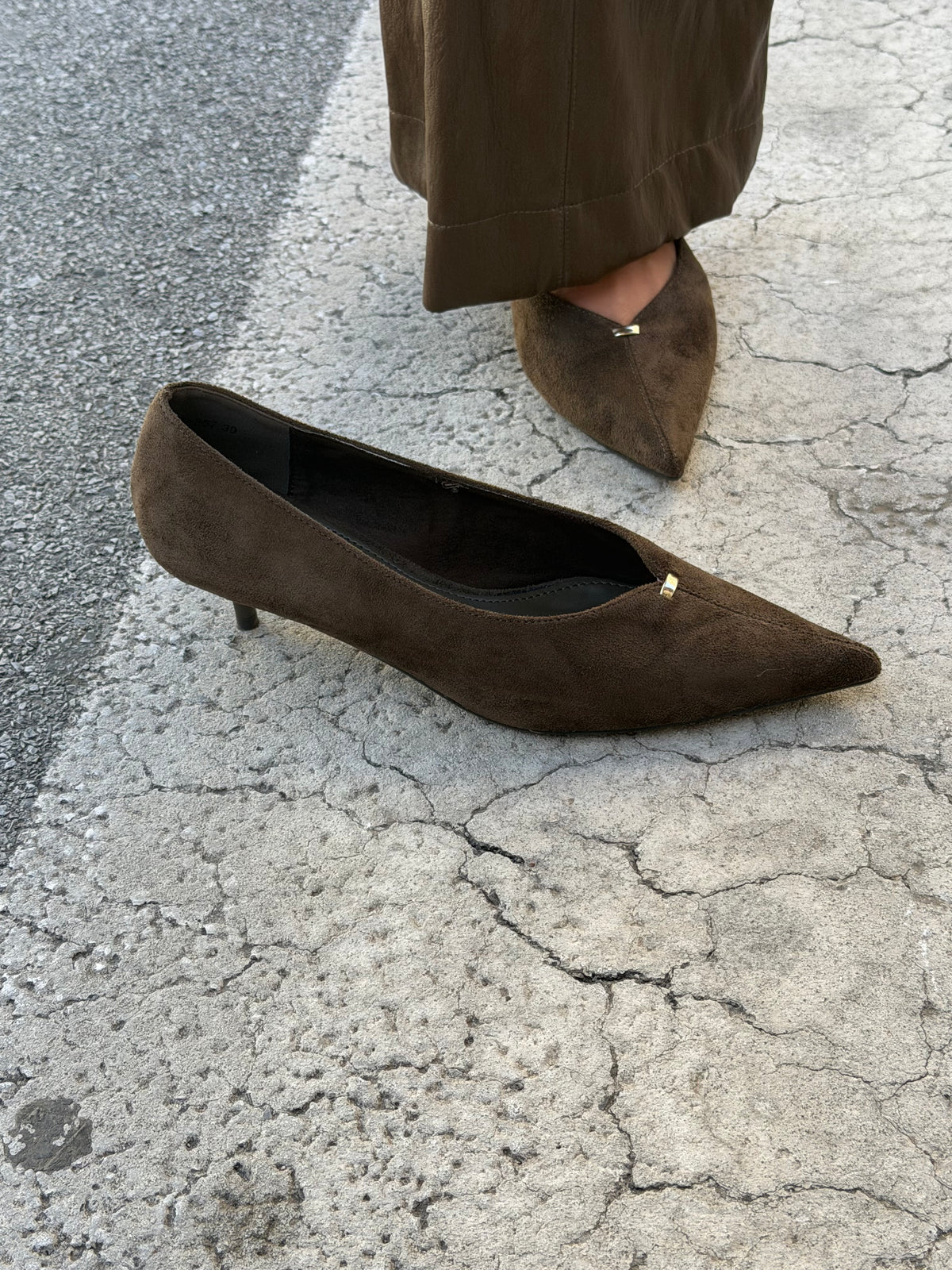 Décolleté Khaki Suede