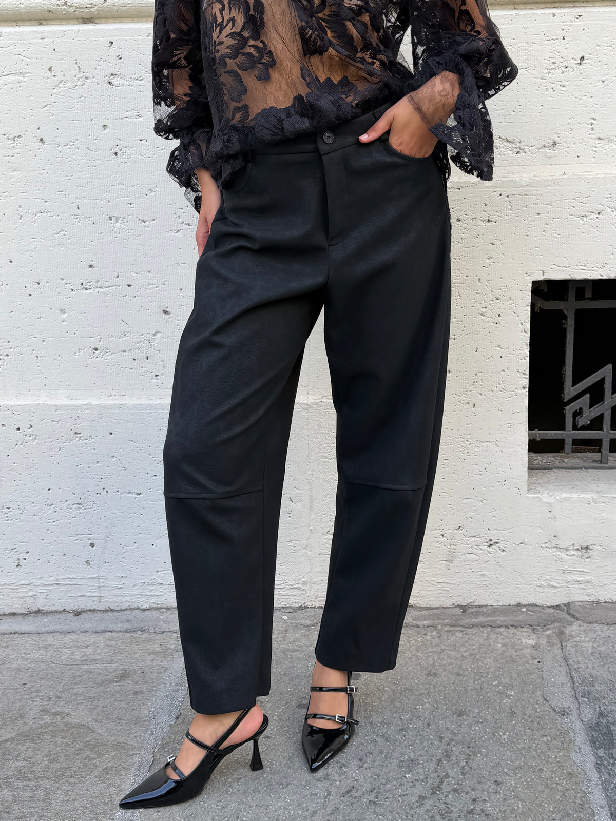 Pantalone Ecopelle Opaco | Nero