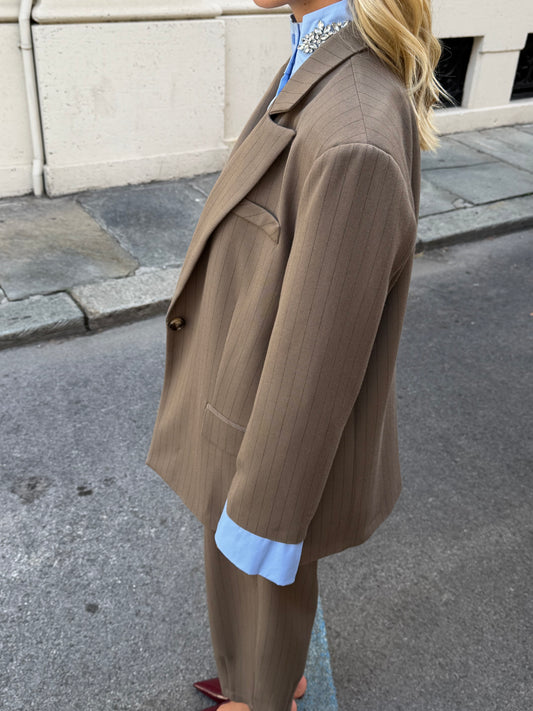 Giacca Gessata Polsino Camicia