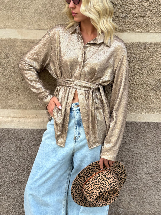 Camicia paillettes Oro