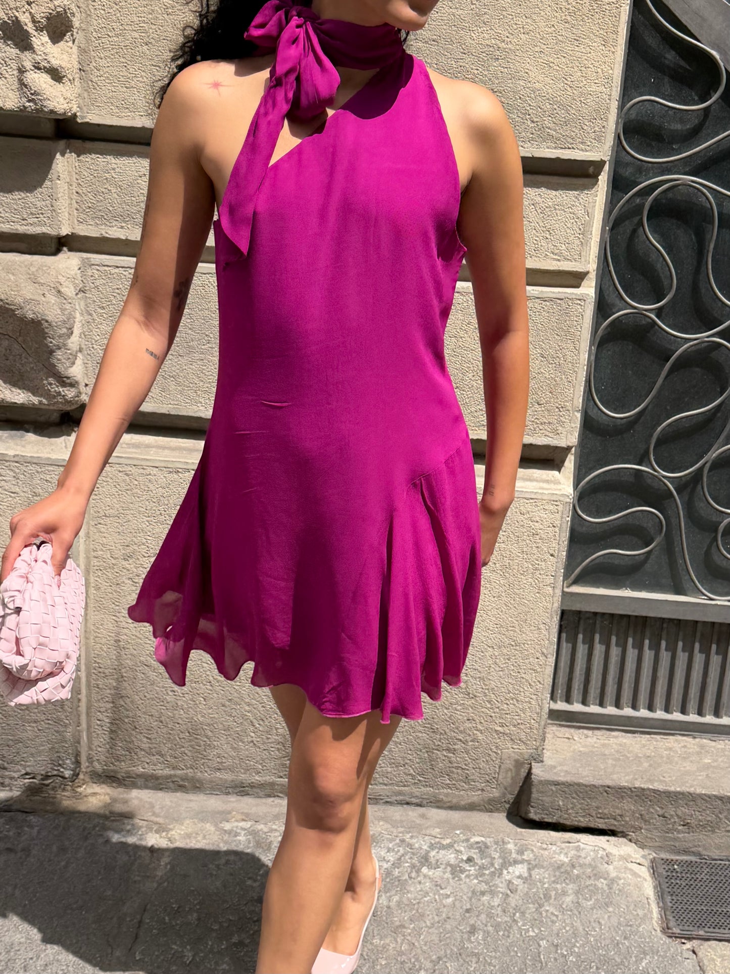 Abito Monospalla Fuscia