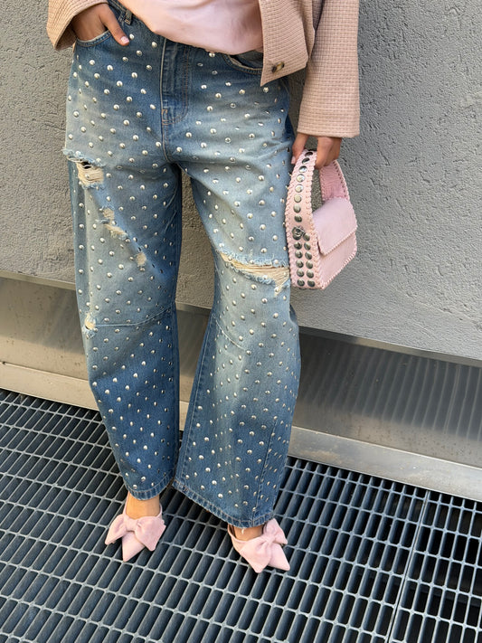 Jeans Barrel Borchie