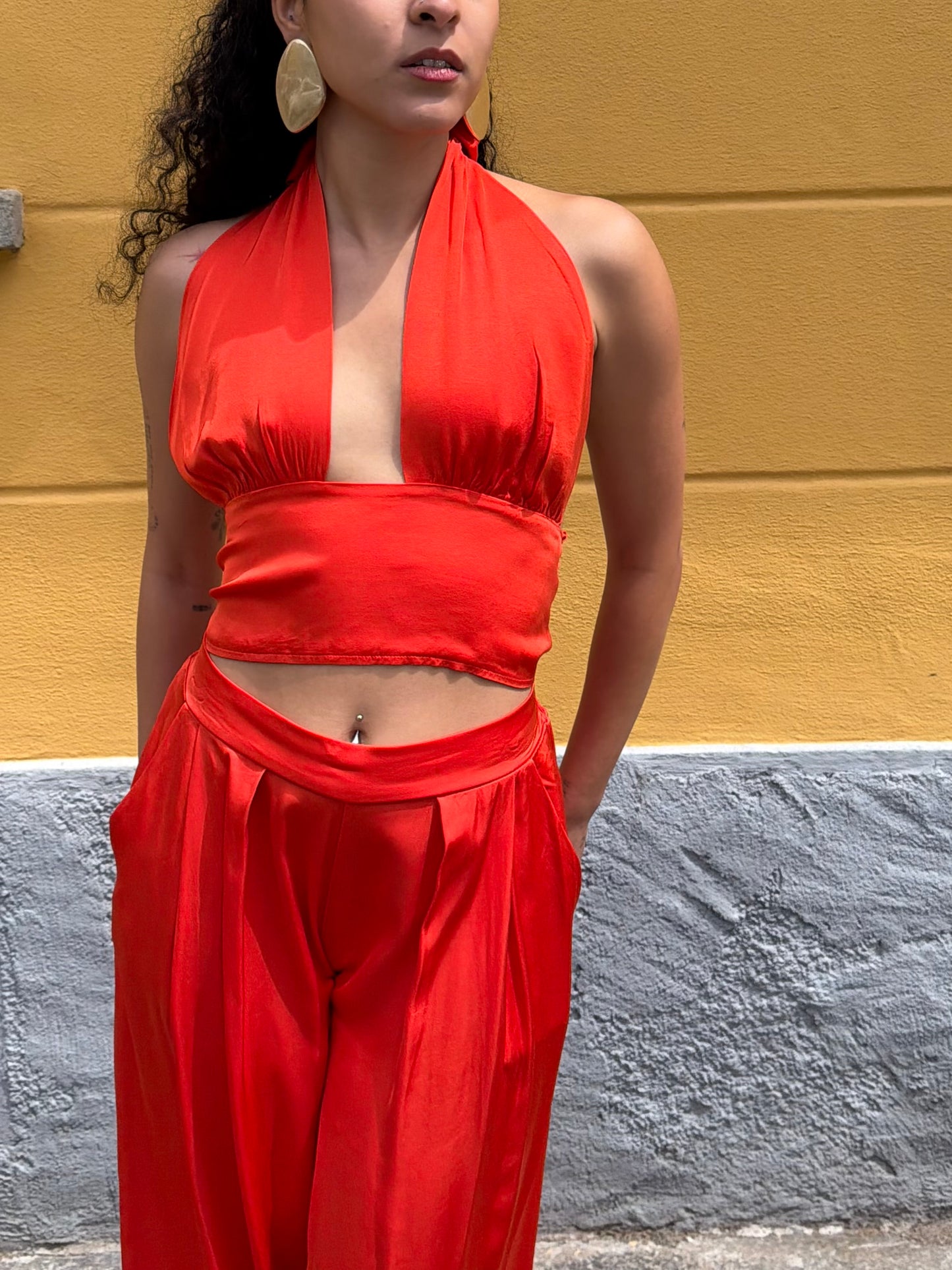 Top Satin Arancio