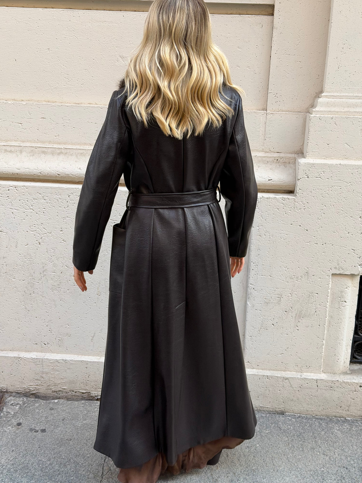 Cappotto Lungo Ecopelle | Moro