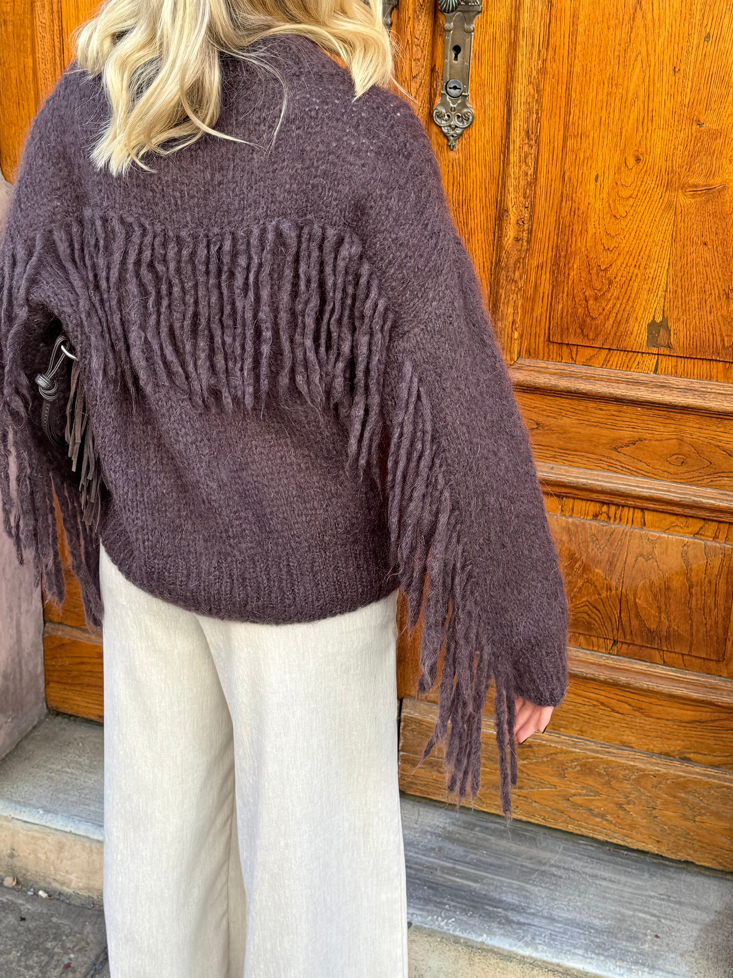 Maglia Frange Mohair | Marrone