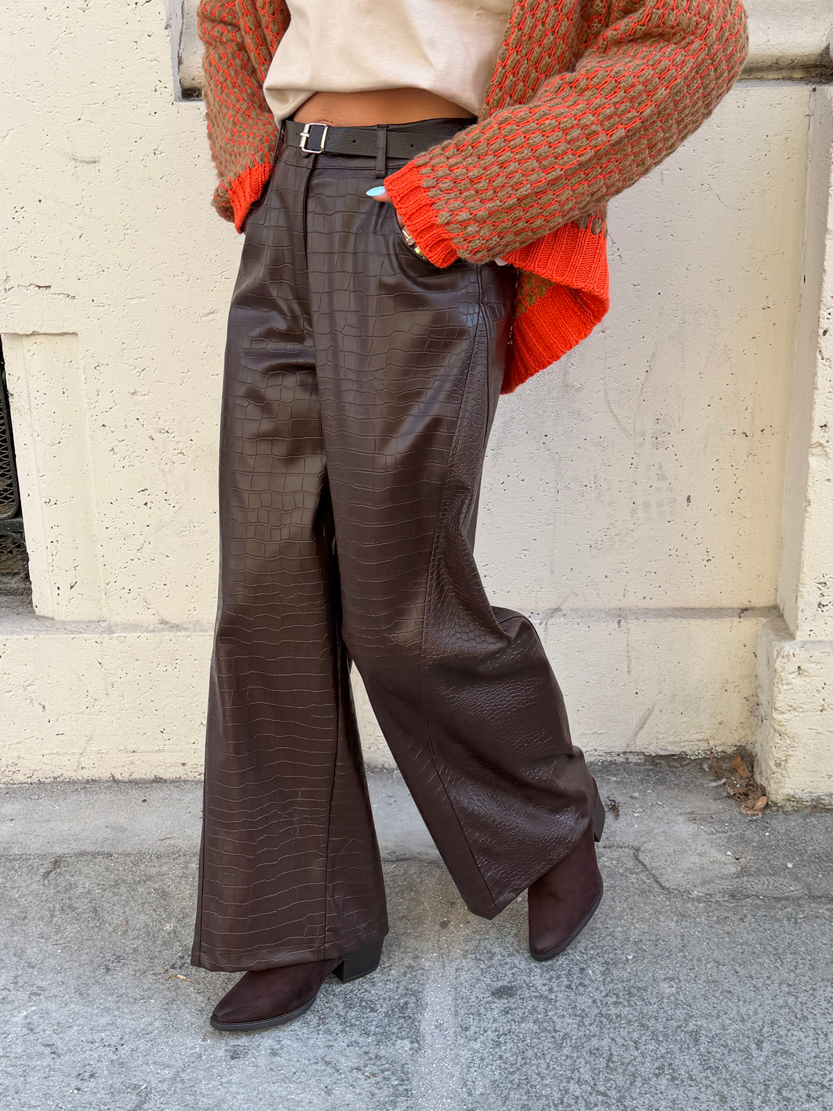 Pantalone Barrel Stampa Cocco