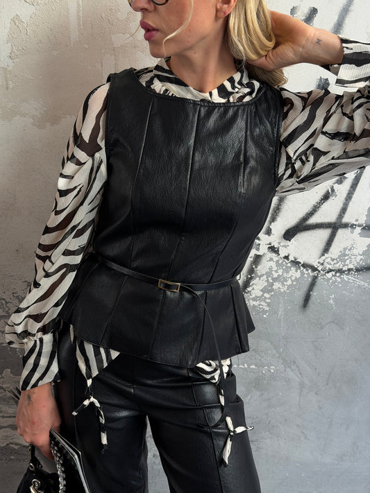 Gilet Ecopelle Angy | Nero