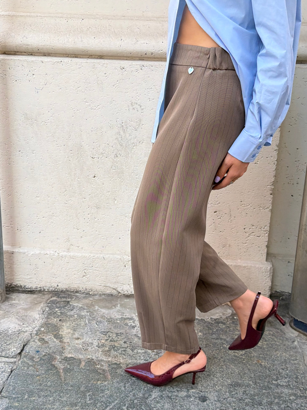 Pantalone Gessato Taupe