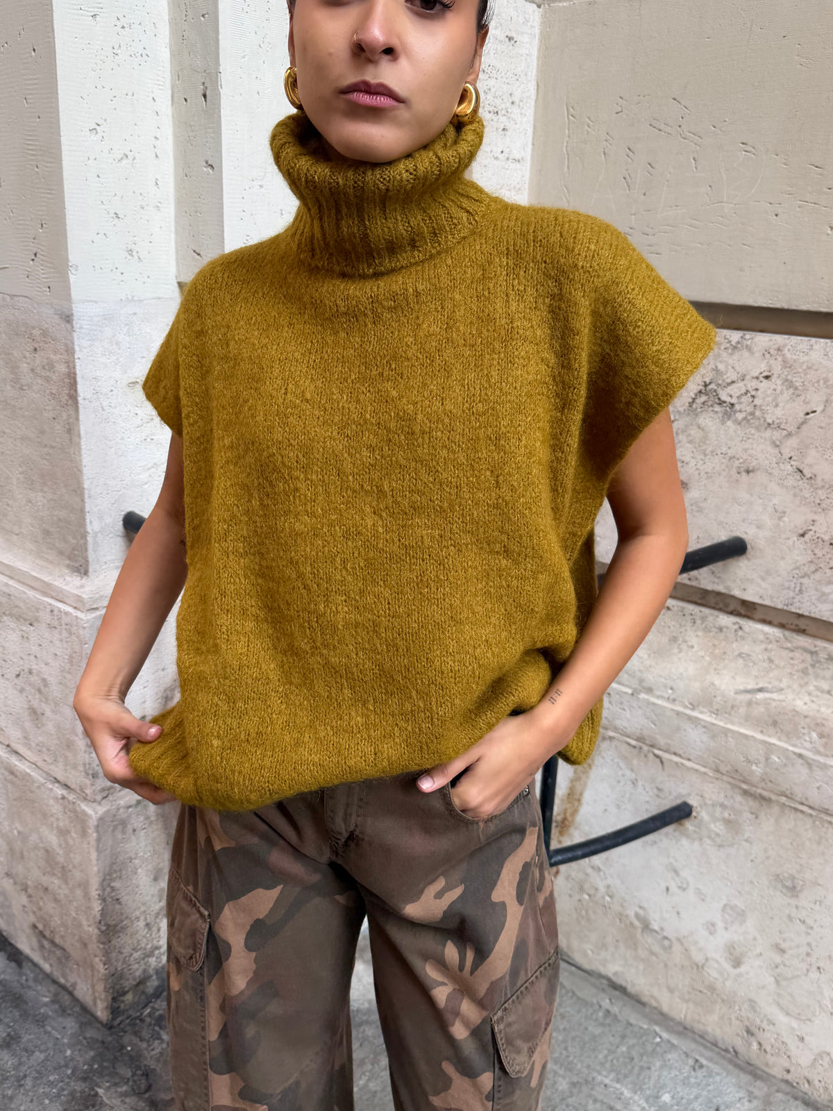 Maglia Mohair Collo Alto | Moro