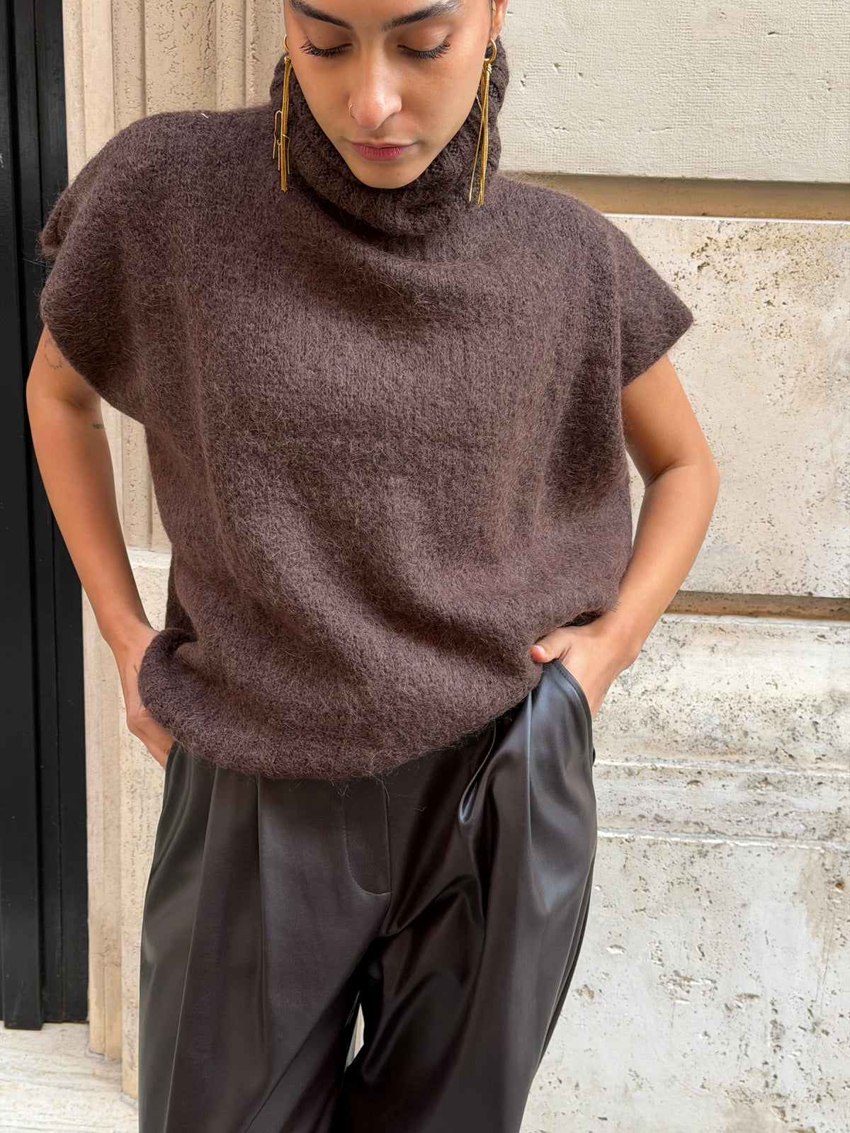Maglia Mohair Collo Alto | Moro